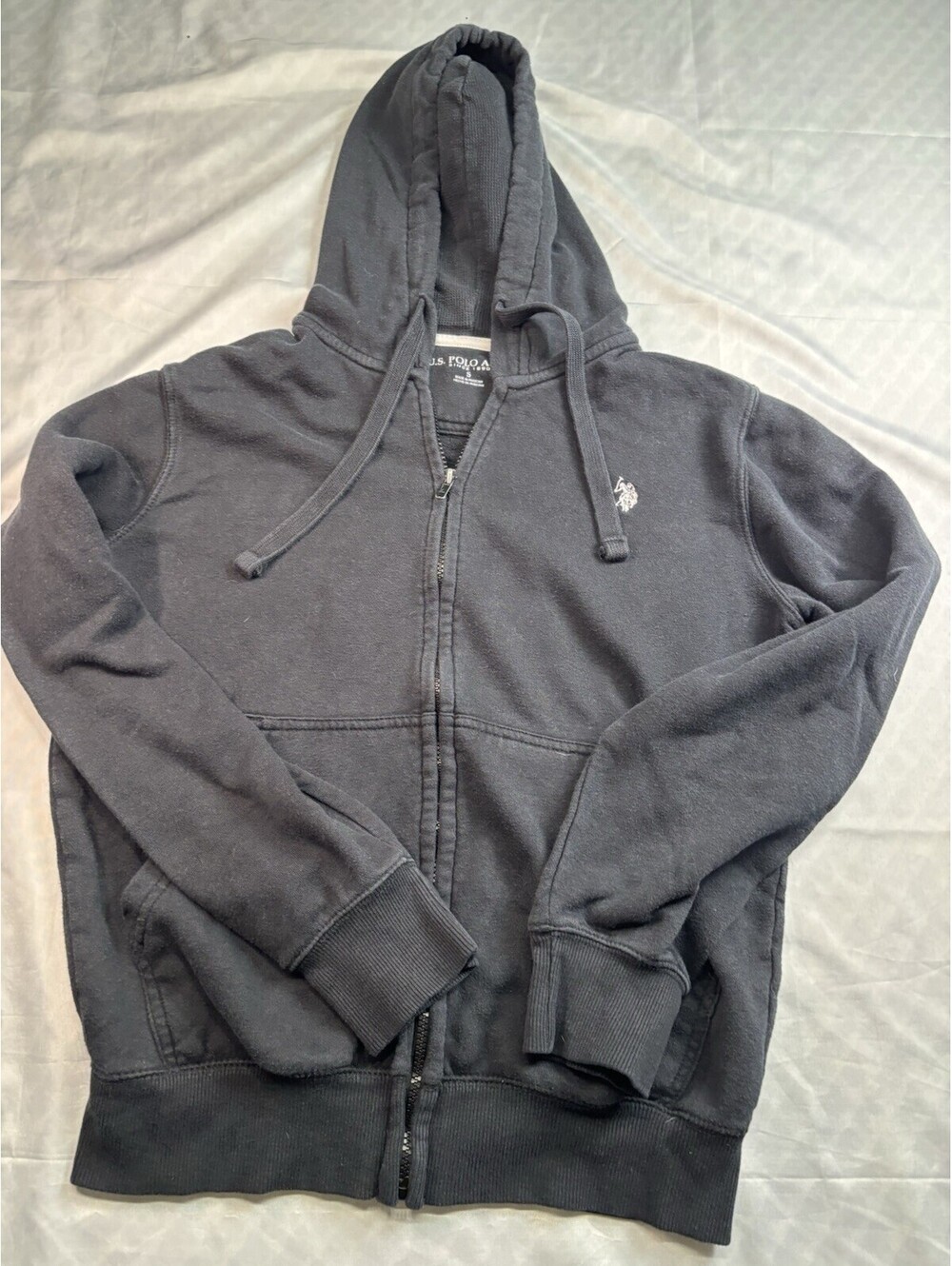 U.S. Polo Assn. Men's Black Full Zip Hoodie Sweatshirt SizeS